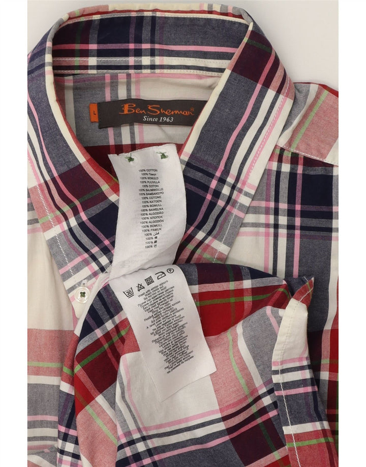BEN SHERMAN Chemise à manches courtes pour homme en coton à grands carreaux multicolores