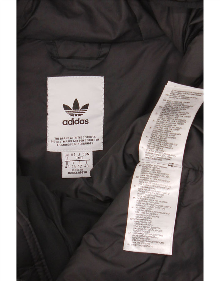 Adidas Veste rembourrée à capuche pour femme UK 16 Large Noir Polyester