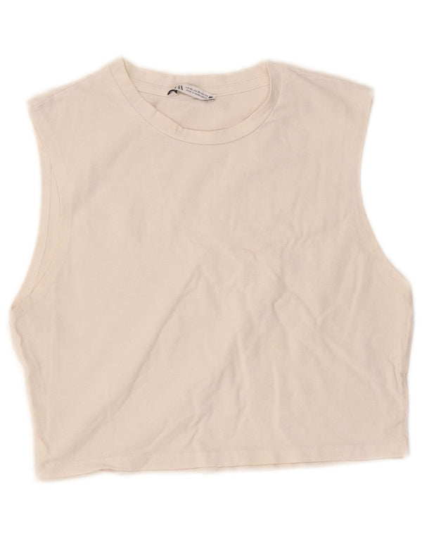 Zara Femmes Crop Débardeur UK 18 XL Blanc