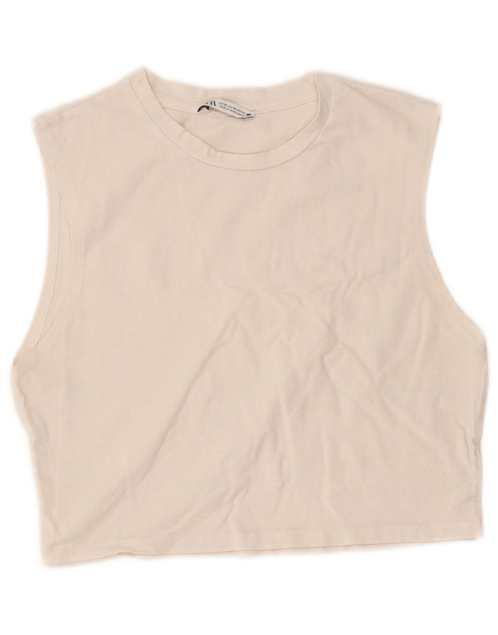 Zara Femmes Crop Débardeur UK 18 XL Blanc