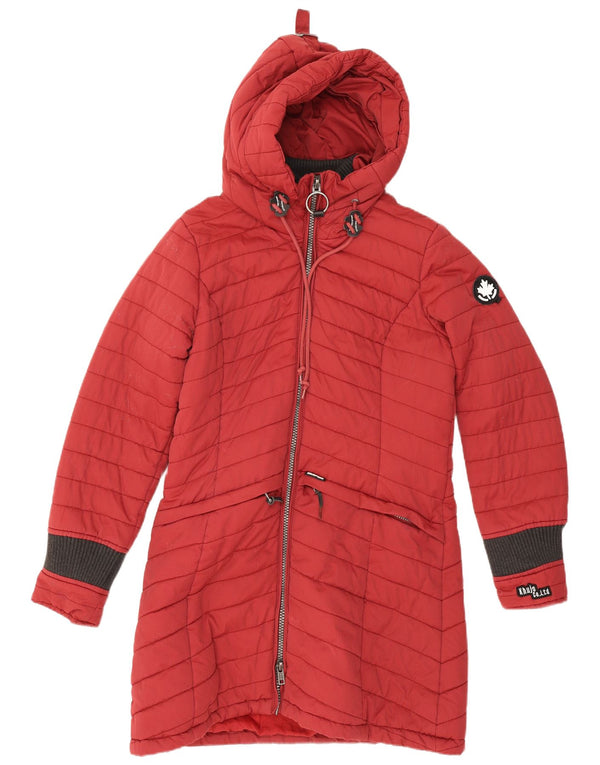 KHUJO Manteau rembourré à capuche pour femme UK 14 Coton rouge moyen
