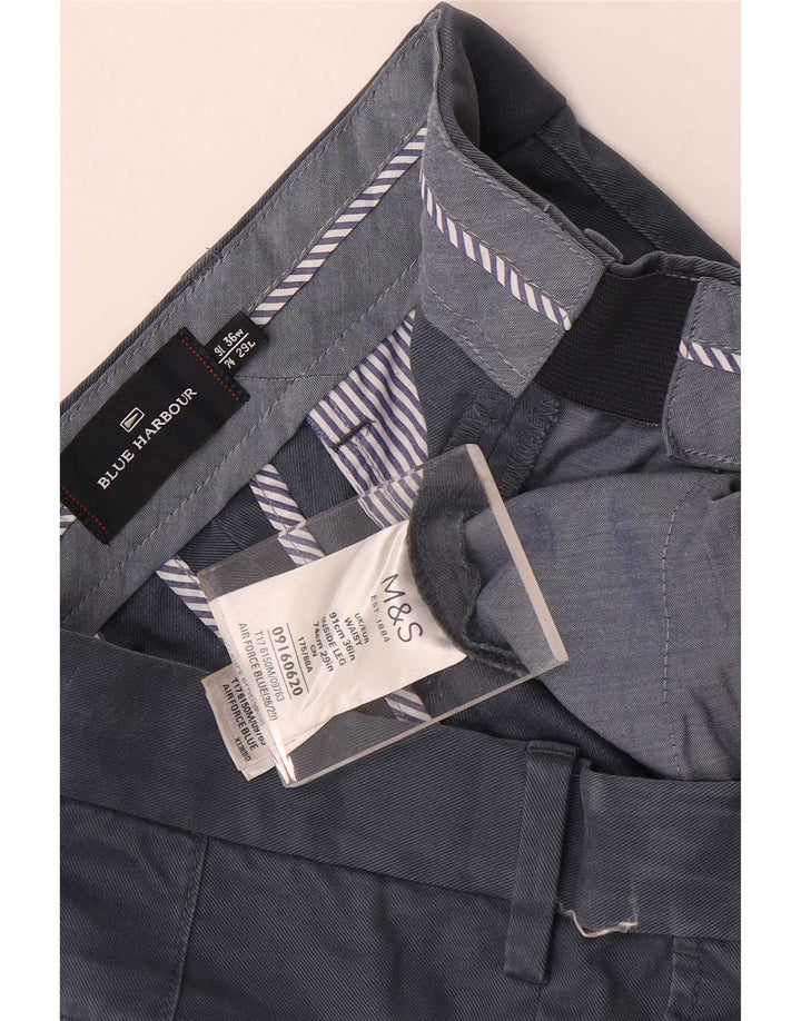 Marks & Spencer Pantalon de costume droit Blue Harbour pour homme W36 L29 Bleu marine