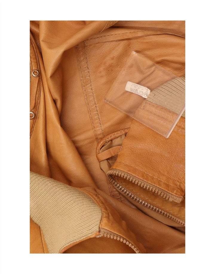 vintage Mens Suede Bomber Jacket UK 36 Petit Cuir Brun