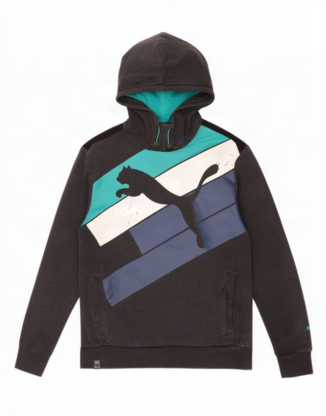Puma Pull à Capuche Graphic Homme Gris Moyen Colourblock