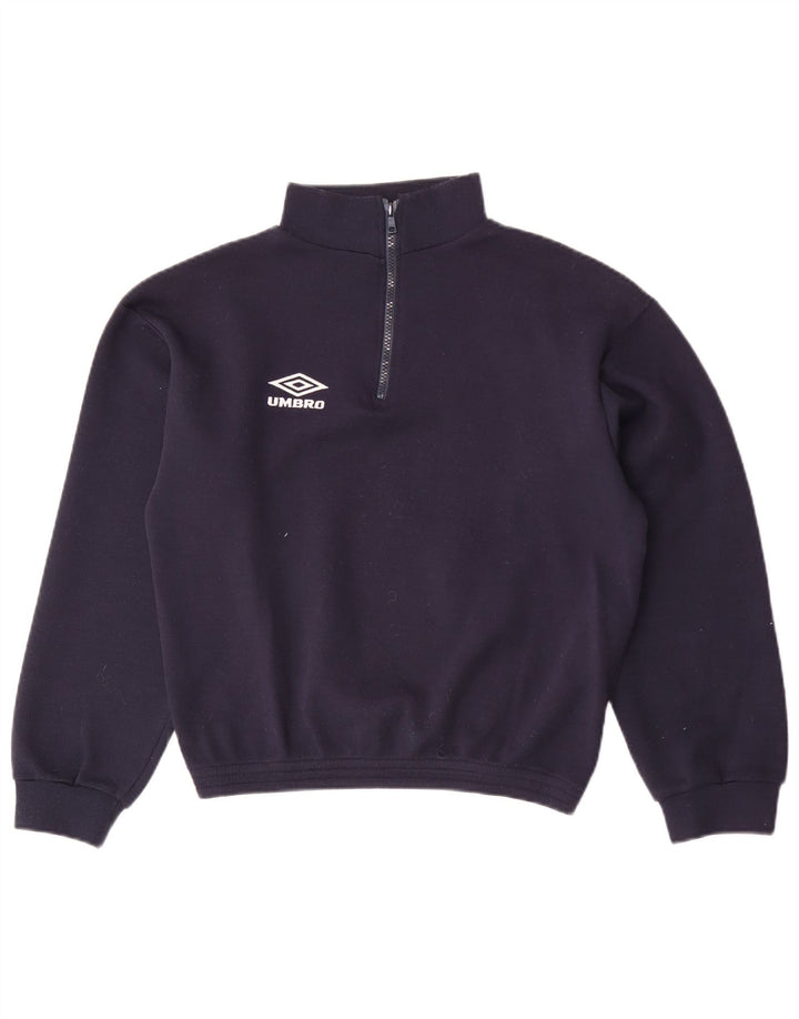 Umbro Sweat court à col zippé pour homme Bleu marine Taille S