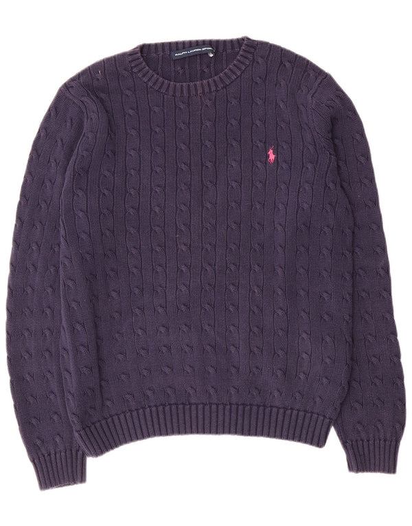 Ralph Lauren Pull ras du cou pour femme UK 18 XL Bleu marine Coton