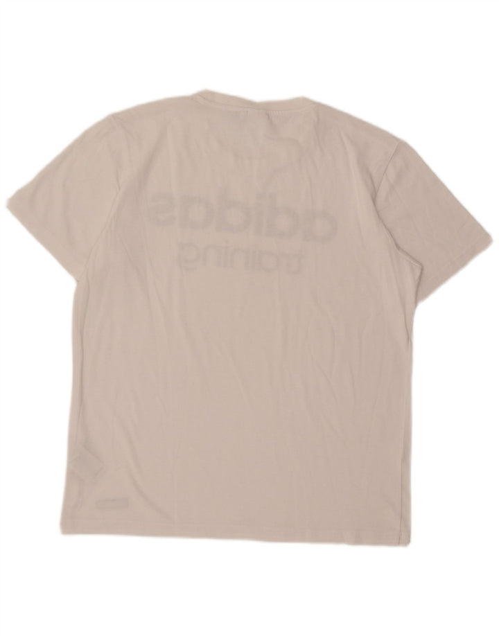 Adidas Hommes Climalite Graphic T-Shirt Top Blanc Moyen Coton