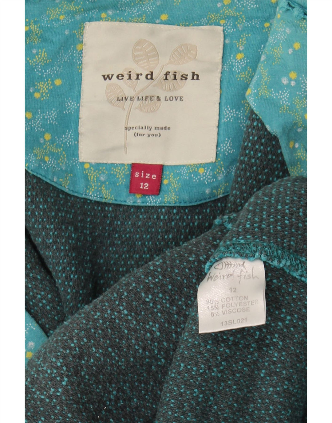 Weird Fish Pull à capuche zippé pour femme UK 12 Bleu moyen Coton