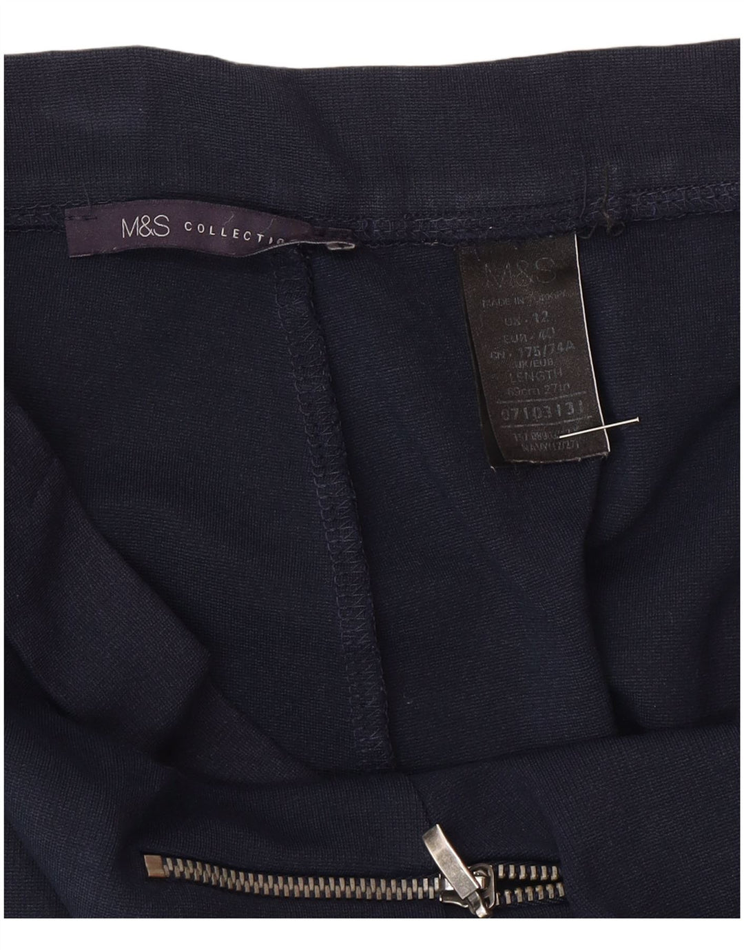 Marks & Spencer Jupe mi-longue pour femme UK 12 Medium W30 Bleu marine Polyamide