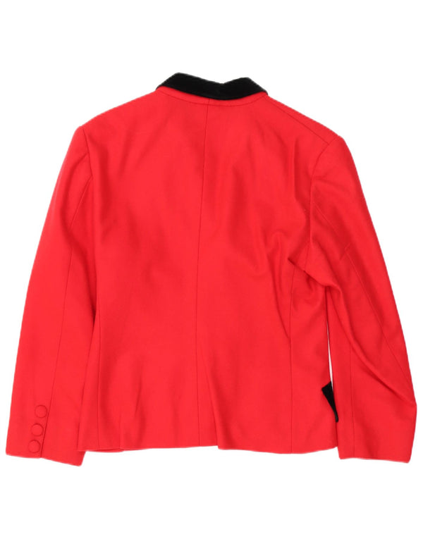 vintage Femme 2 Bouton Blazer Veste UK 12 Medium Red Colourblock