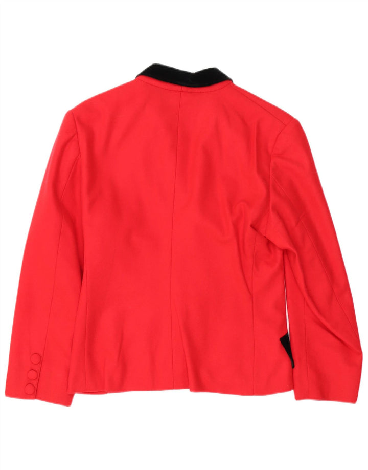 vintage Femme 2 Bouton Blazer Veste UK 12 Medium Red Colourblock