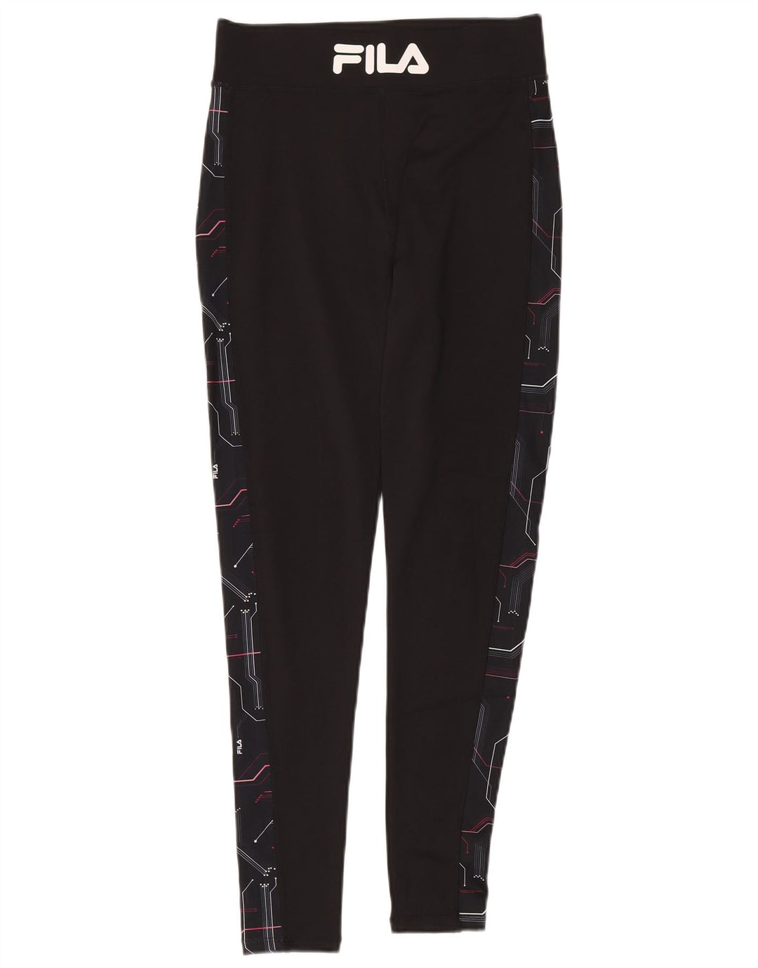 Fila Leggings graphiques pour femmes UK 12 Polyester géométrique noir moyen