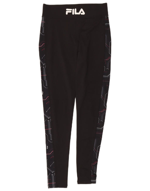 Fila Leggings graphiques pour femmes UK 12 Polyester géométrique noir moyen
