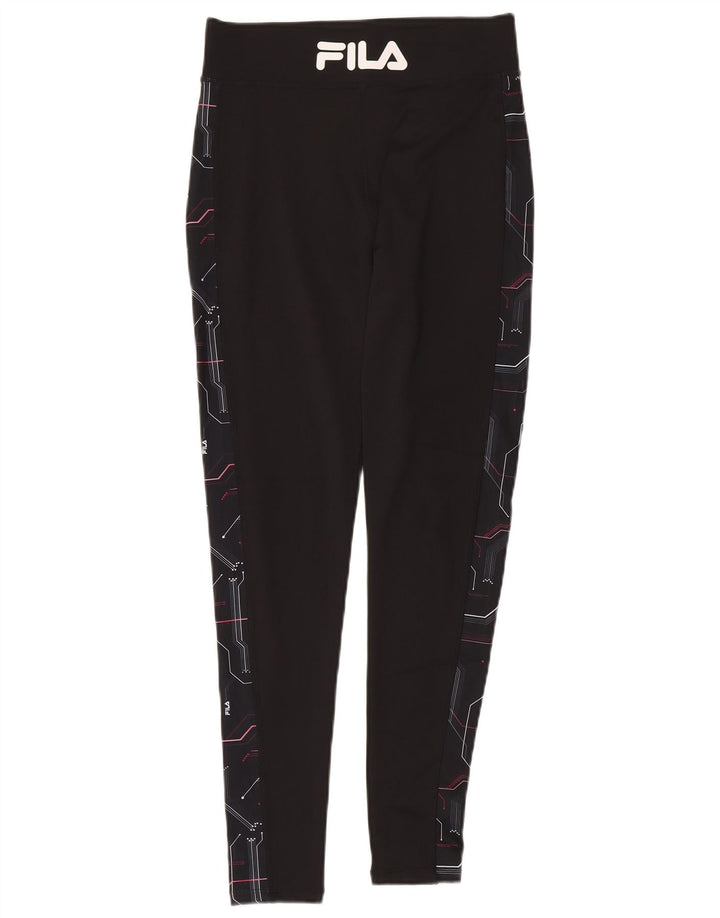 Fila Leggings graphiques pour femmes UK 12 Polyester géométrique noir moyen