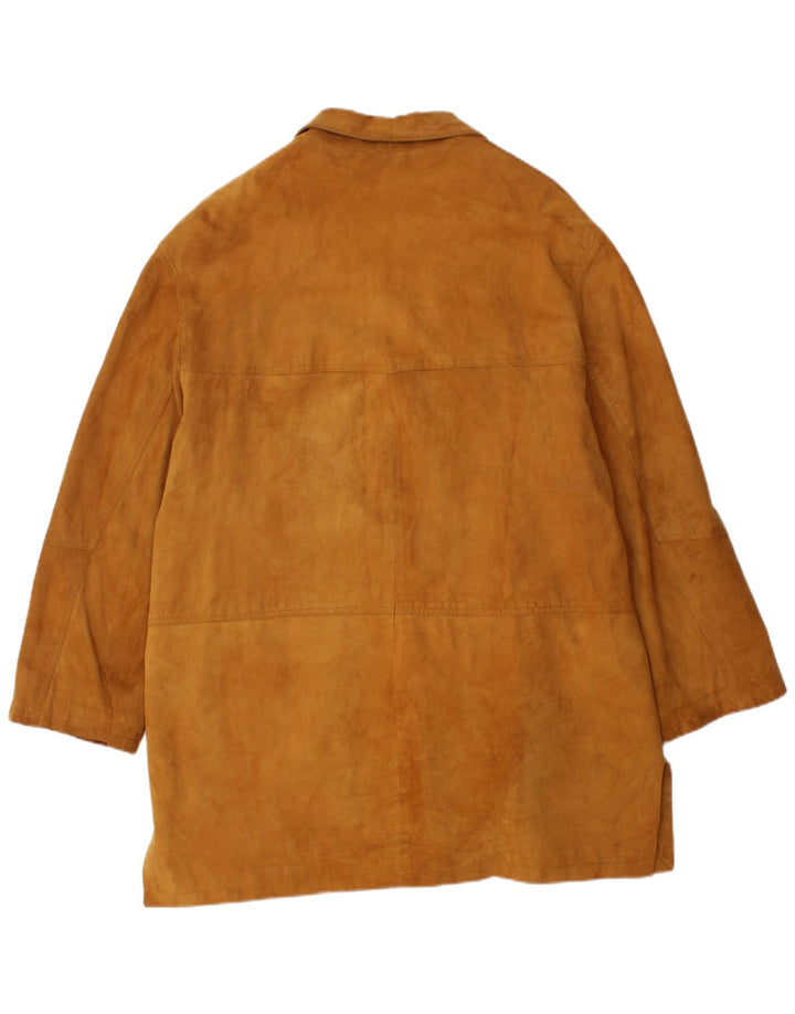 VINTAGE Veste en daim femme UK 18 XL Cuir marron