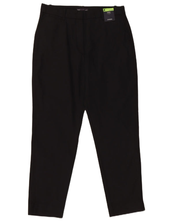 Marks & Spencer Pantalon chino taille haute pour femme UK 12 Medium W30 L27 Noir