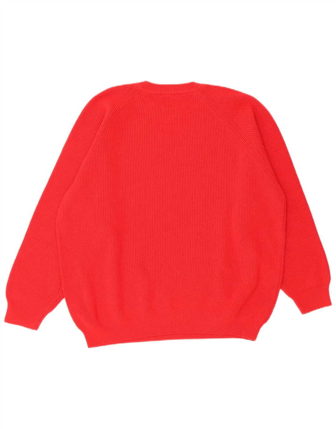 vintage Femmes Oversize Crew Neck Jumper Pull UK 18 XL Laine Vierge Rouge