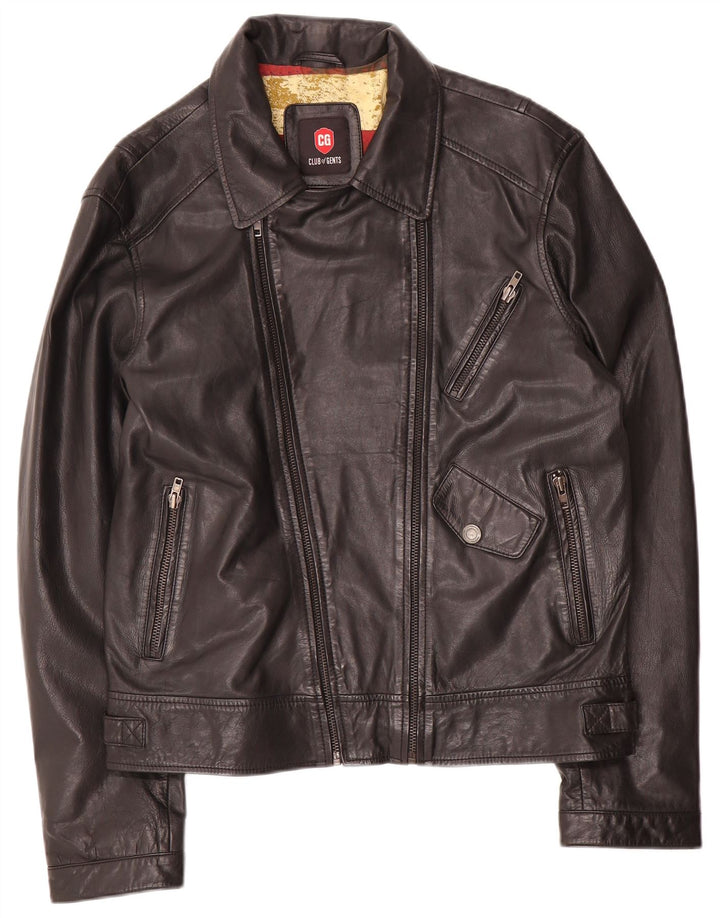 VINTAGE Veste motard en cuir pour homme IT 52 XL Cuir noir