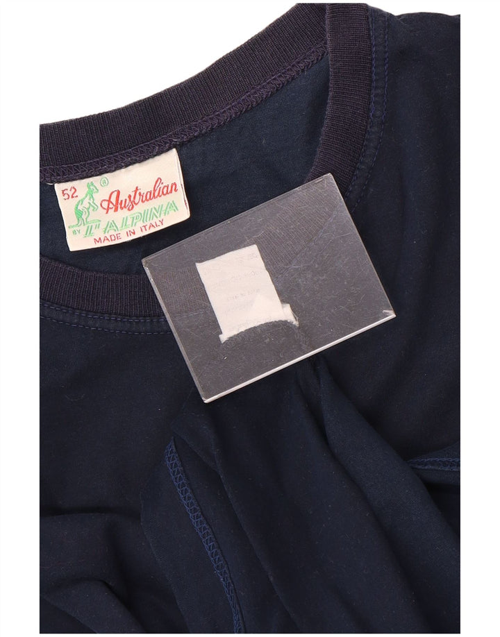 AUSTRALIAN L'ALPINA T-Shirt Graphique Homme Top IT 52 Large Bleu Marine Coton