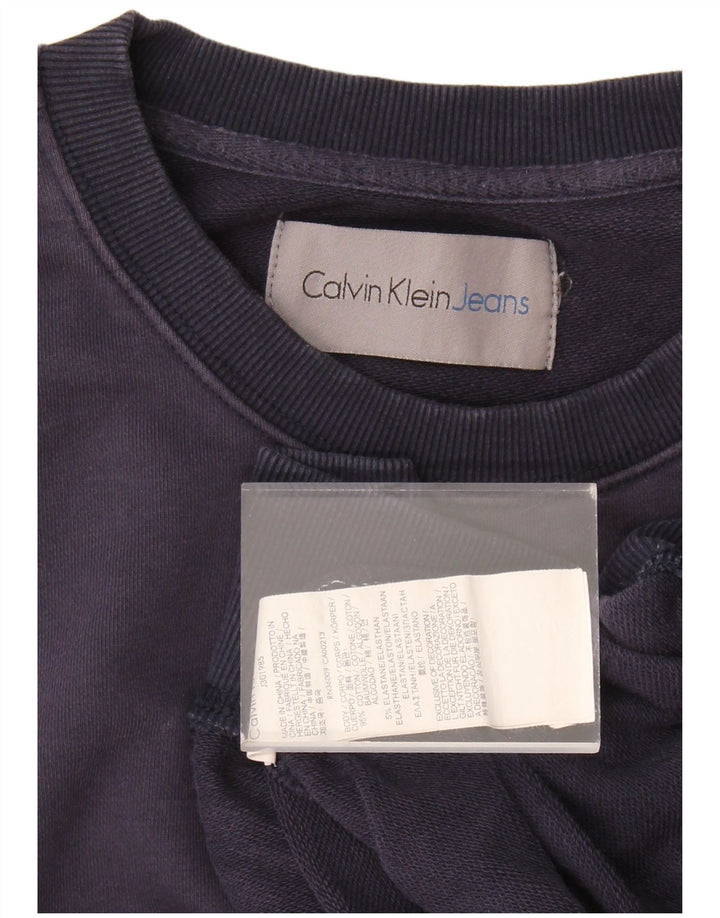 CALVIN KLEIN JEANS Mens Sweatshirt Jumper Small Navy Blue Cotton