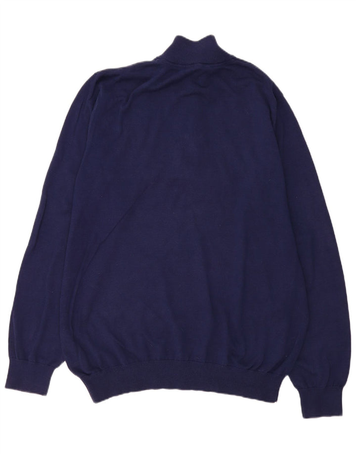 CREW CLOTHING Pull col zippé pour homme en coton bleu marine 3XL