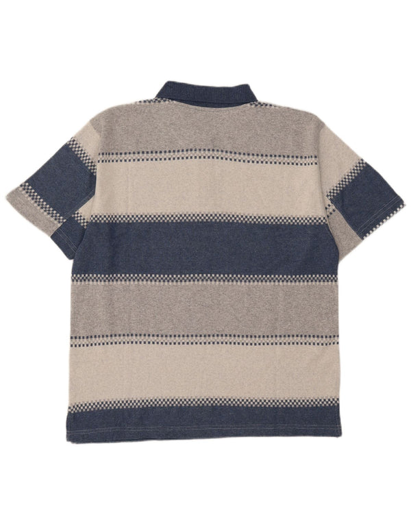 Billy Dean Polo à col zippé pour homme en coton color block bleu grand