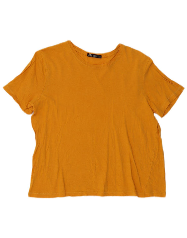 Zara T-shirt pour femme UK 14 Jaune moyen
