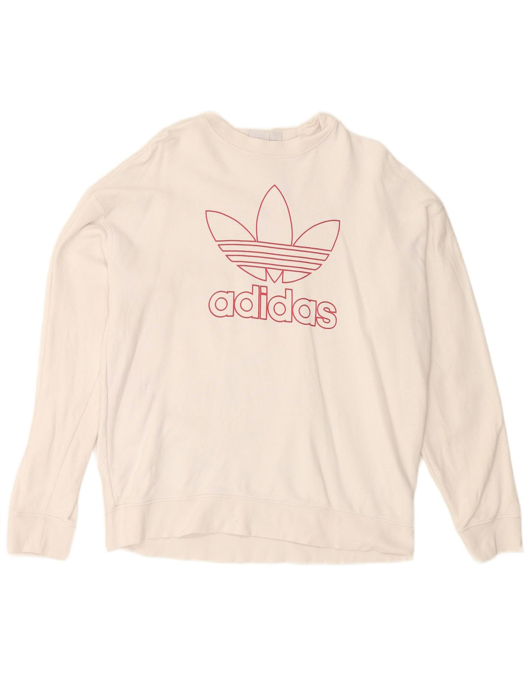 ADIDAS Sweat-shirt graphique pour femme UK 14 Grand coton blanc