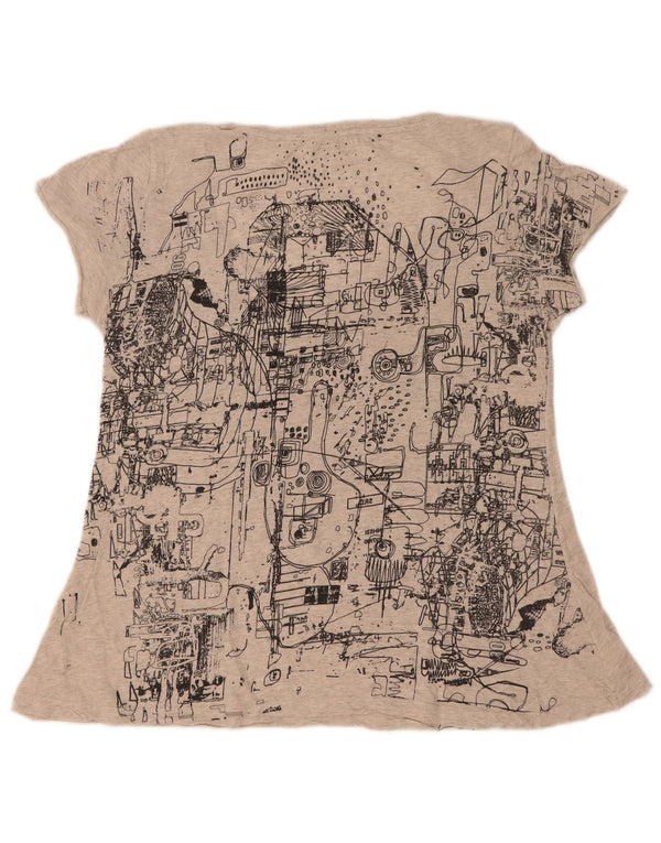 Diesel T-shirt graphique pour femme UK 12 Gris moyen moucheté