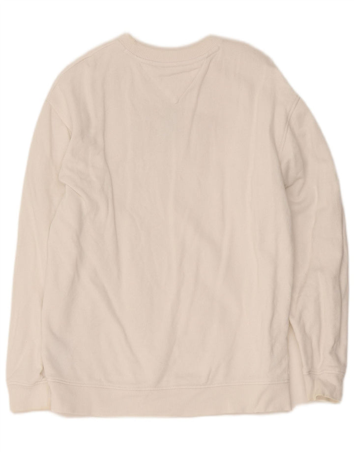 Tommy Hilfiger Sweat-shirt surdimensionné graphique pour femme UK 10 Petit Blanc