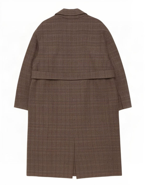 Zara Womens Overcoat UK 16 Large Laine à Chevrons Gris
