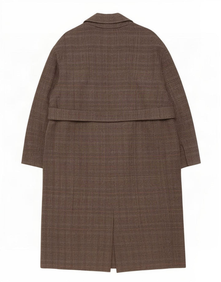 Zara Womens Overcoat UK 16 Large Laine à Chevrons Gris