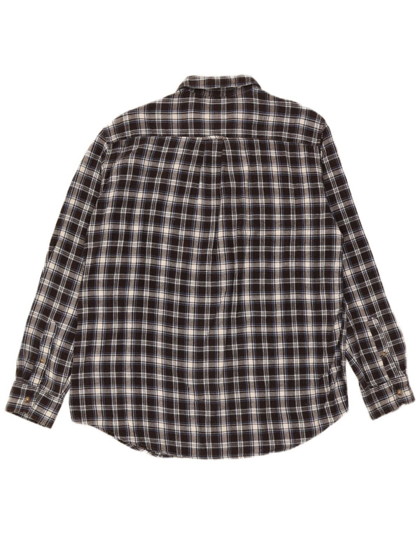 Chaps Chemise en flanelle pour homme en coton à carreaux noirs
