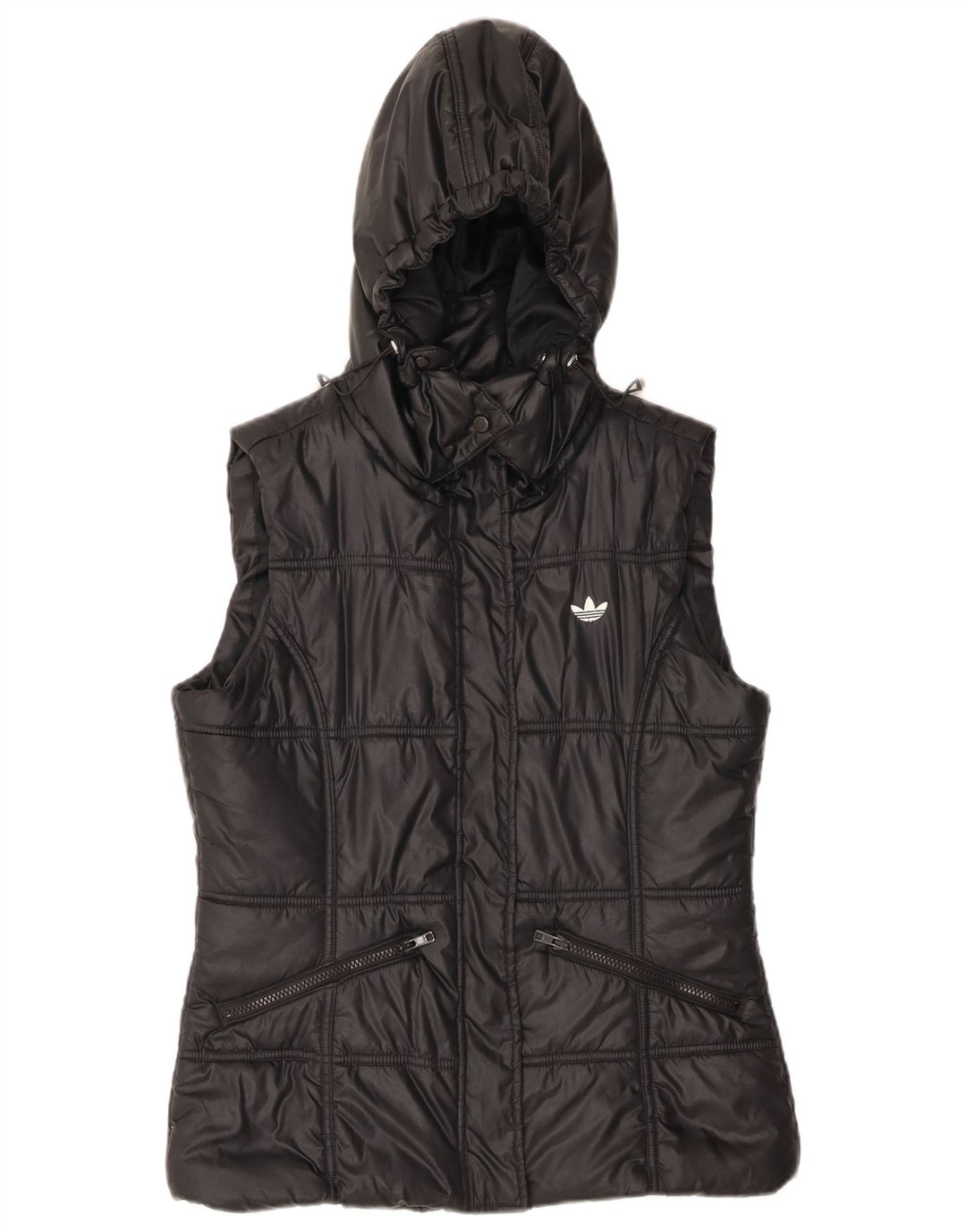 ADIDAS Gilet rembourré à capuche pour femme IT 40 Small Noir Polyester
