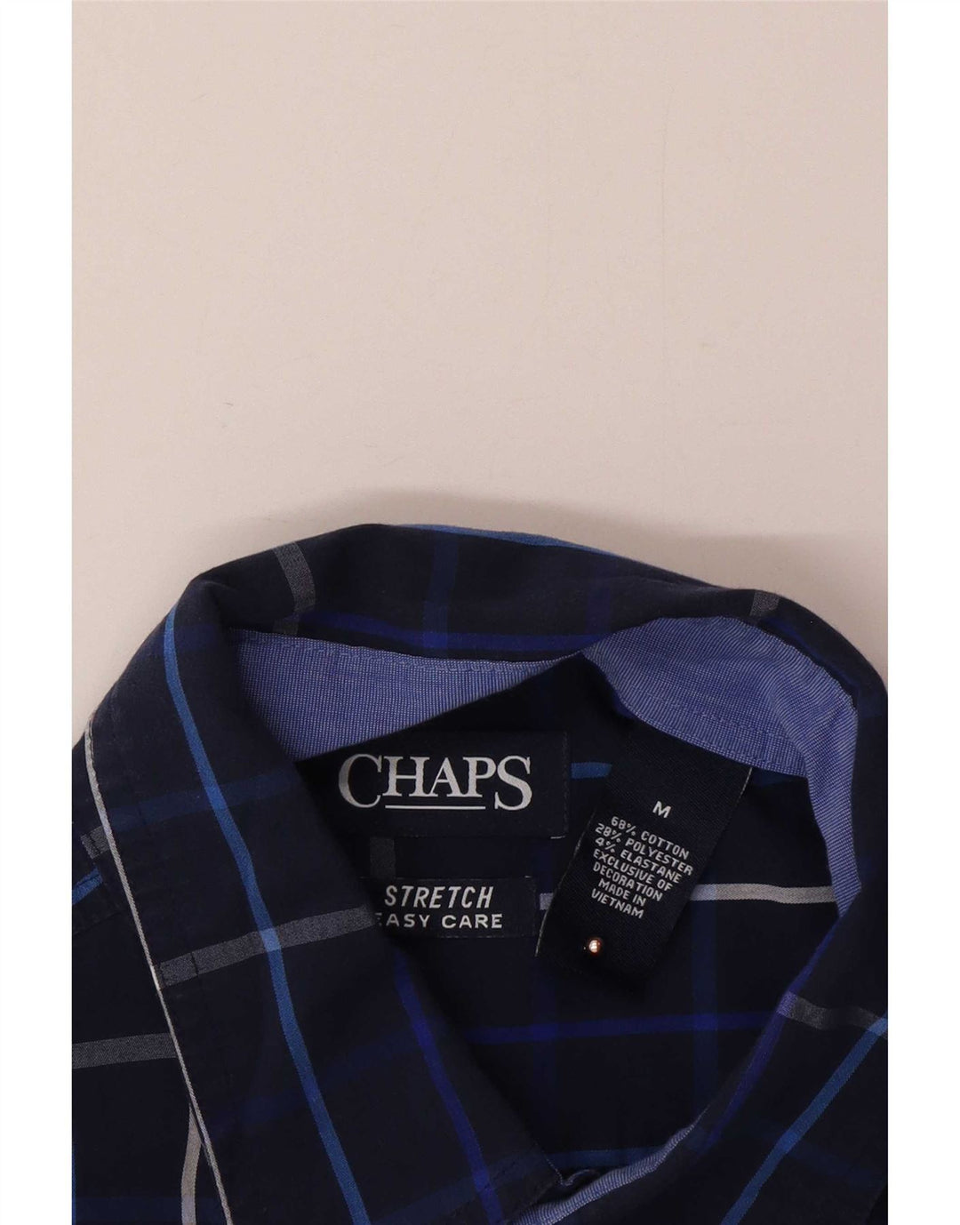 Chaps Chemise Easy Care Homme Bleu Marine Moyen à Carreaux Coton