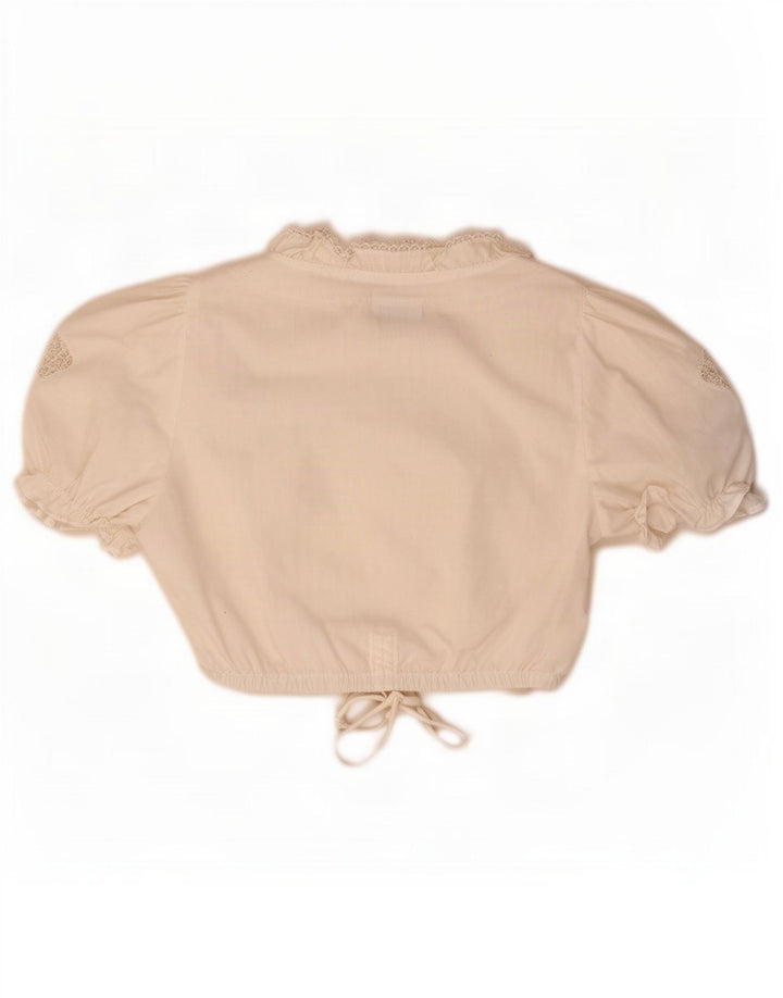 STOIBER Femmes Trachten Crop Top EU 36 Petit Blanc Polyester