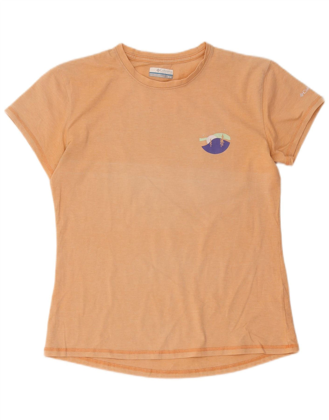 Columbia T-Shirt Graphique Femme UK 14 Orange Moyen Polyester