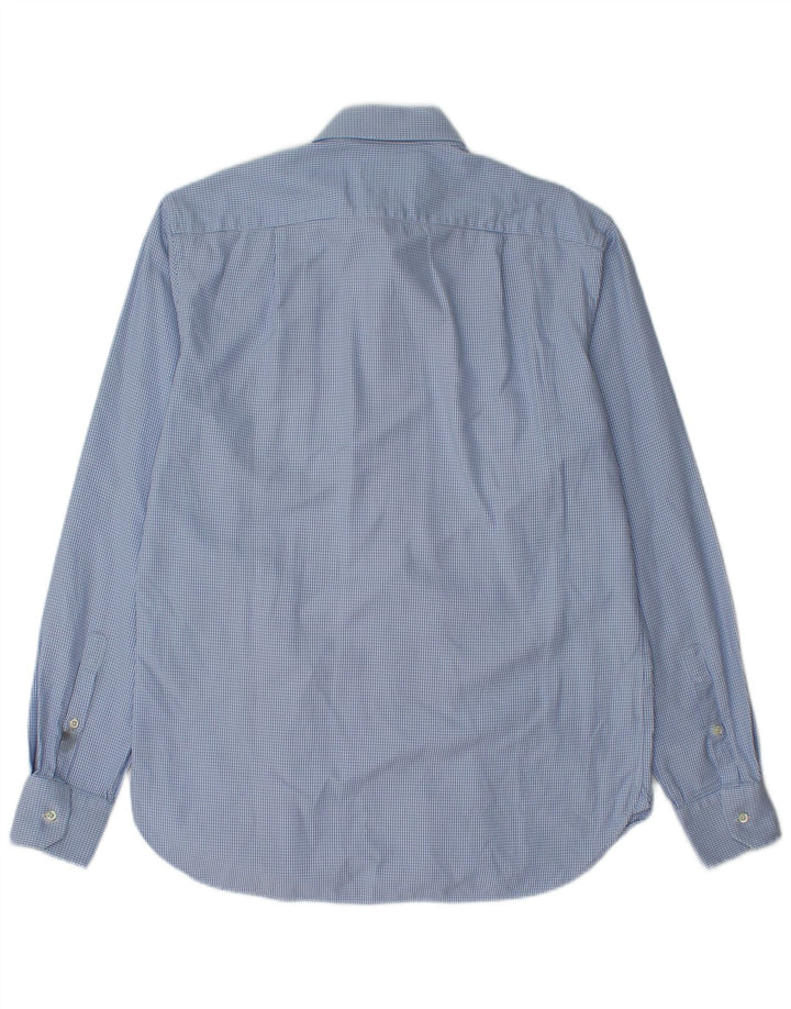 Boggi Mens Custom Fit Shirt Taille 40 15 1/2 Coton pied-de-poule bleu moyen