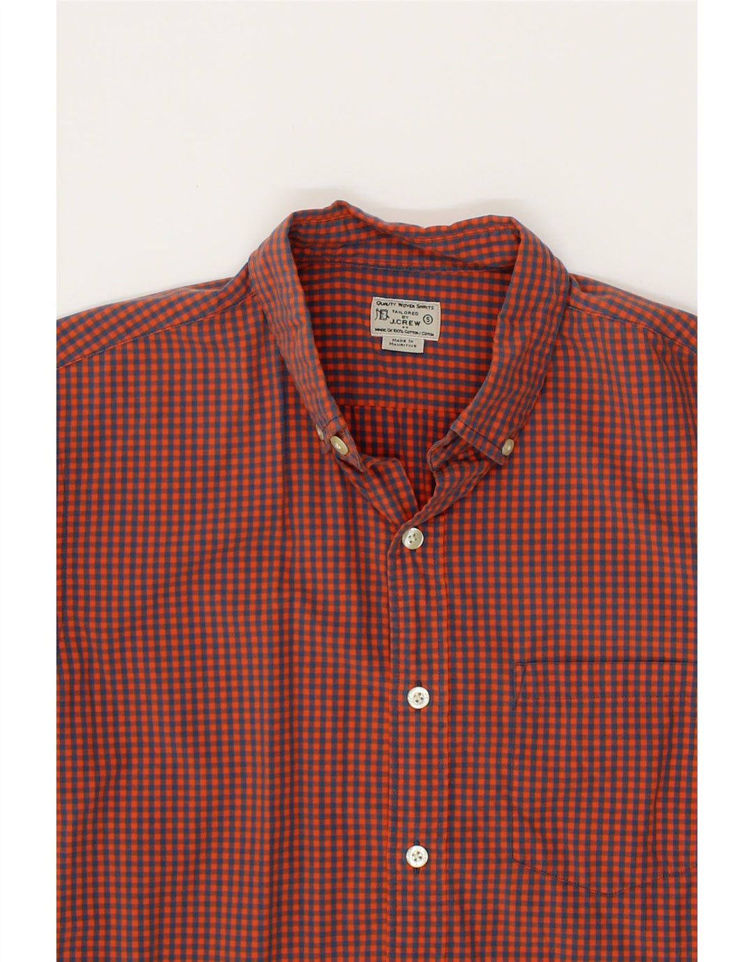 J. CREW Mens Tailored Fit Shirt Small Orange Gingham Cotton Vintage J. Crew and Second-Hand J. Crew from Messina Hembry 