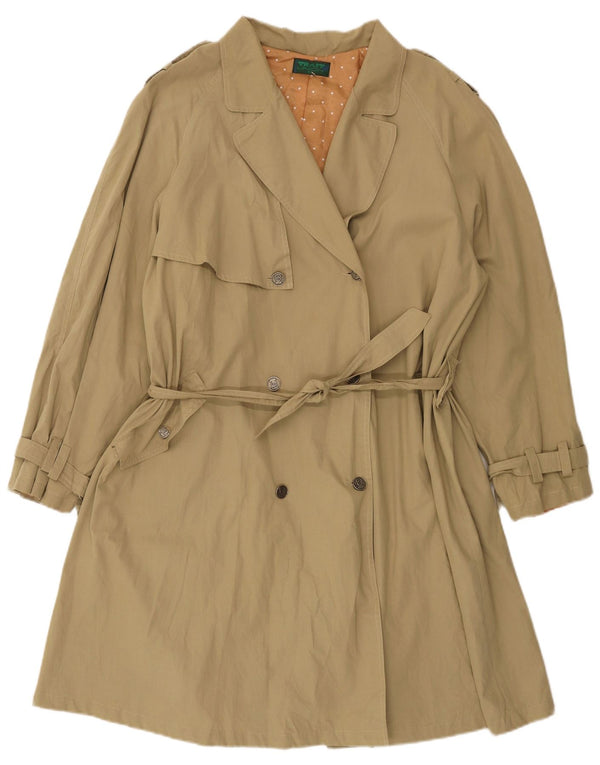 vintage Femme Loose Fit Trench Coat IT 42 Coton Kaki Moyen
