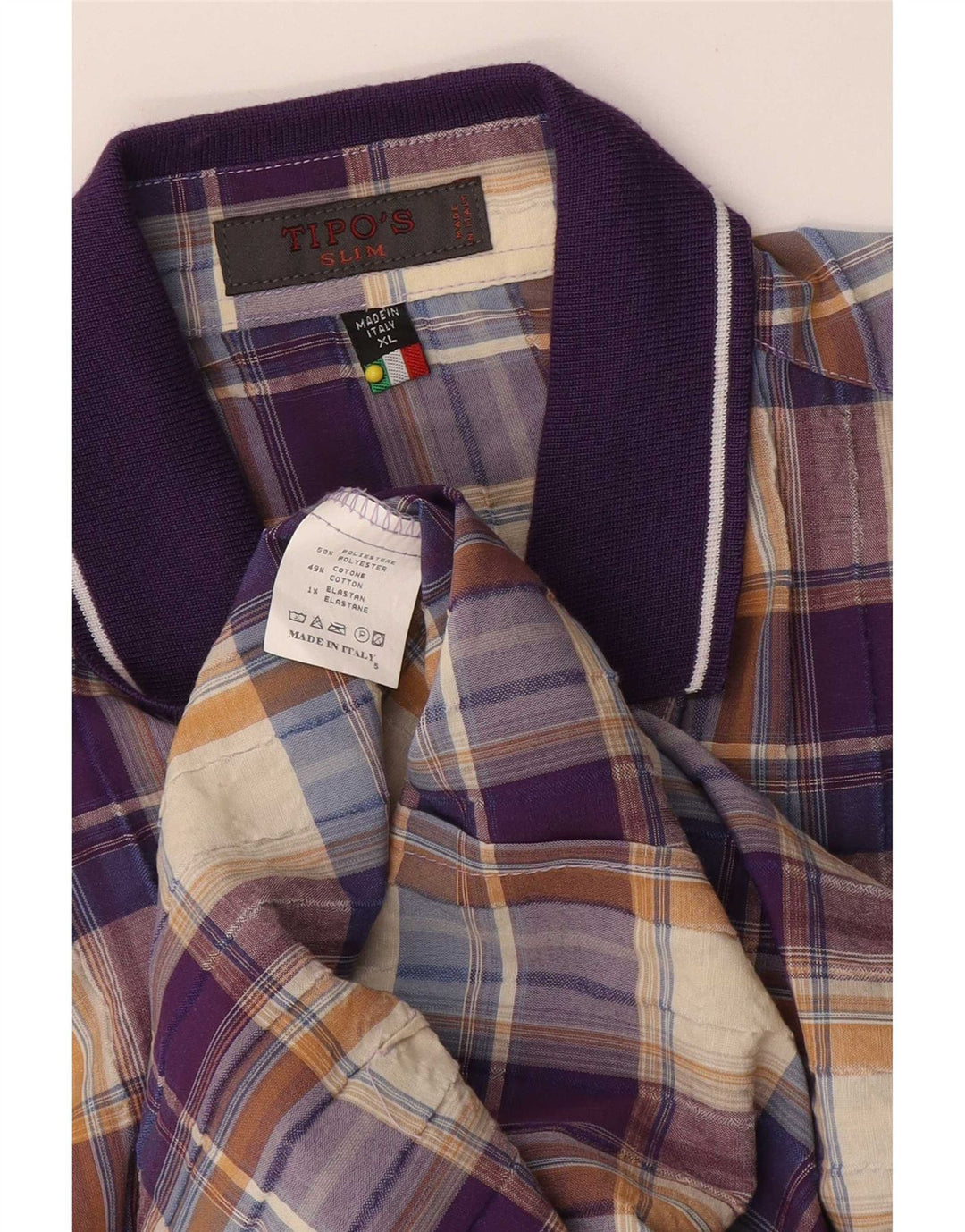 Tipo' S Chemise Slim à Manches Courtes Homme XL Coton à Carreaux Multicolore