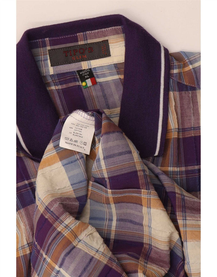 Tipo' S Chemise Slim à Manches Courtes Homme XL Coton à Carreaux Multicolore