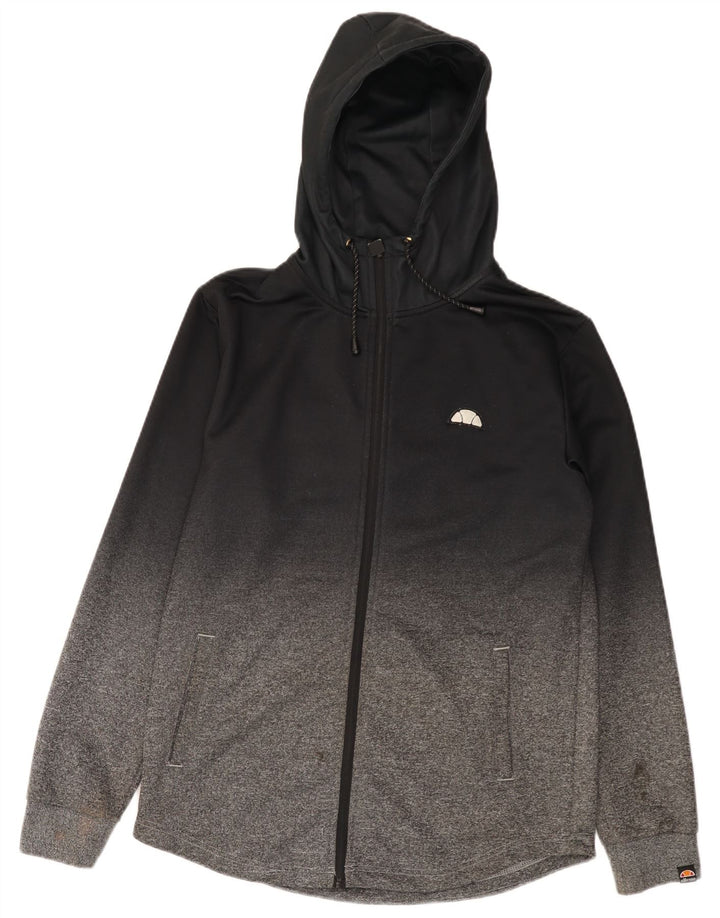 Ellesse Pull à capuche zippé pour homme en polyester color block noir moyen