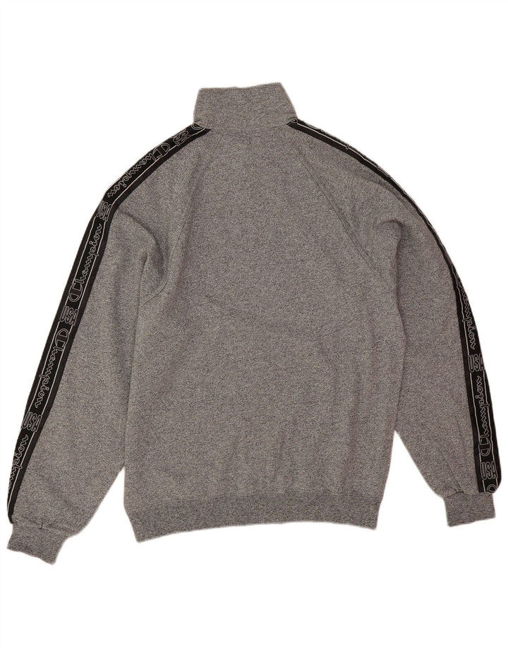 Champion Sweat-Shirt Graphique à Col Zippé Homme Gris Moyen Colorblock