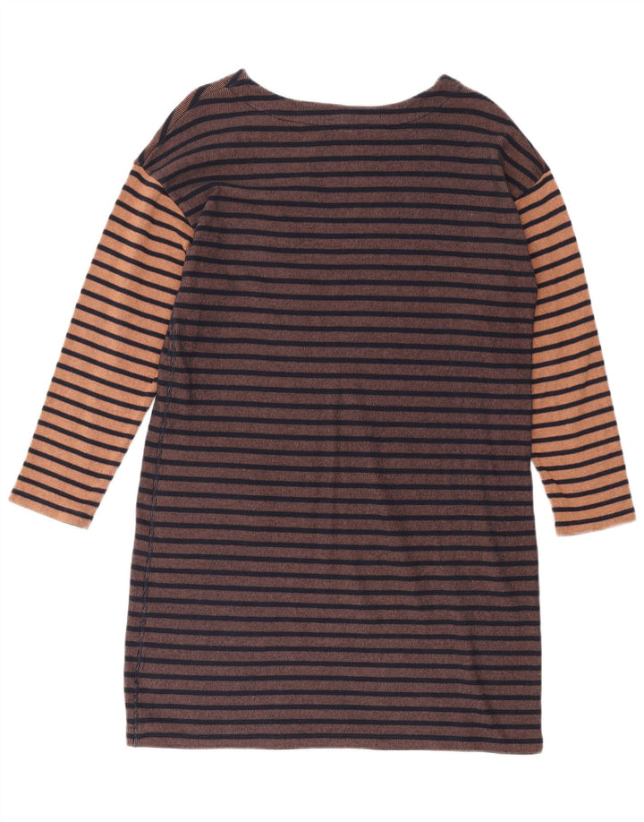 WHITE STUFF Robe fourreau à manches longues pour femme UK 14 Large Marron Rayé