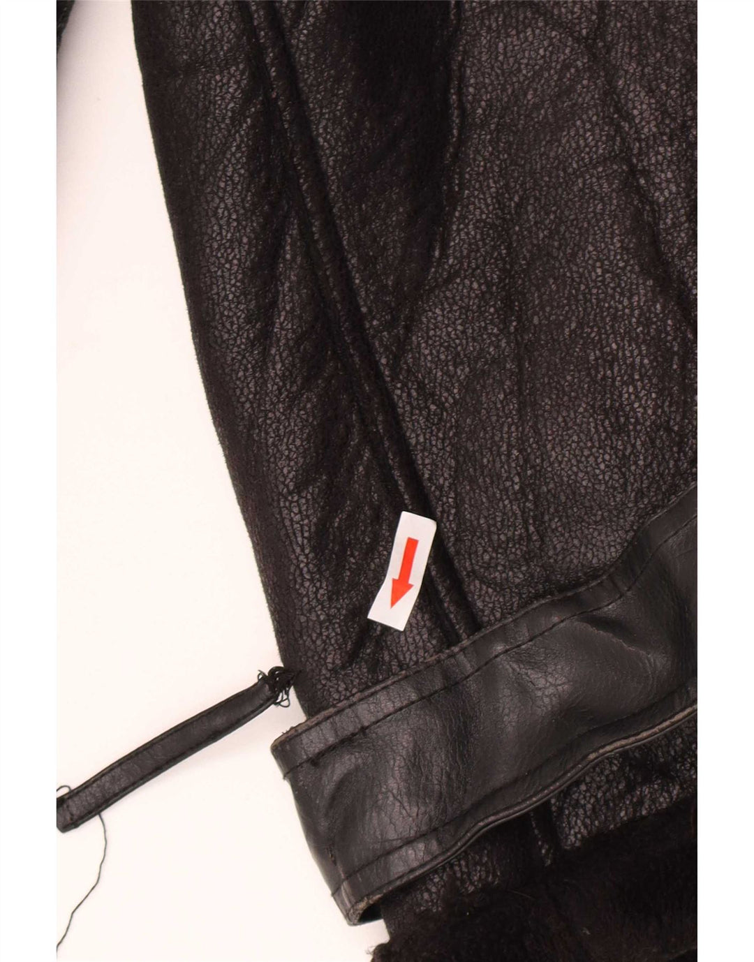 Zara Veste Sherpa en simili cuir pour femme UK 14 Polyuréthane noir moyen