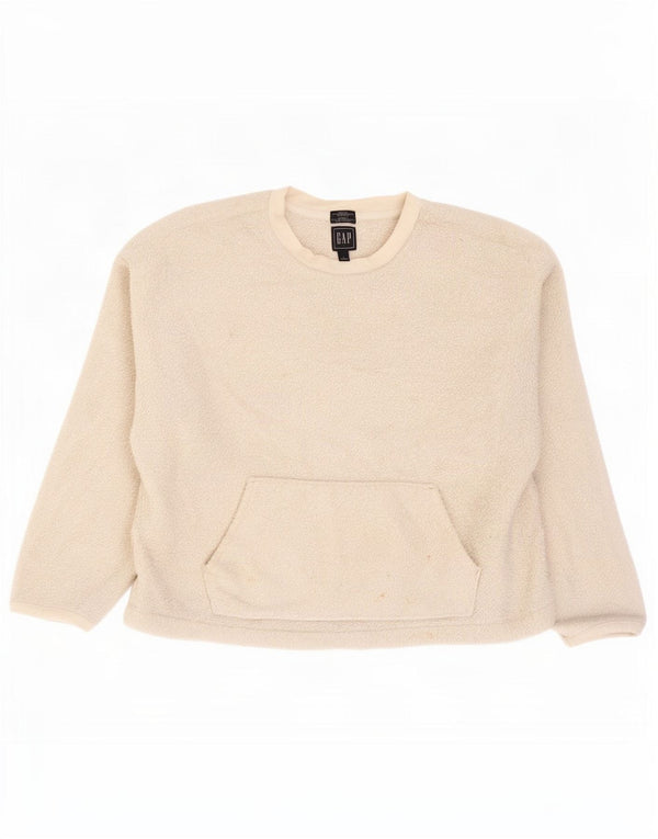 Gap Pull Polaire Femme UK 16 Large Blanc Cassé Polyester
