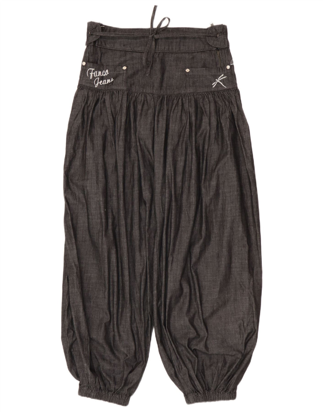 Pantalon Harem Femme Vintage W28 L26 Coton Gris