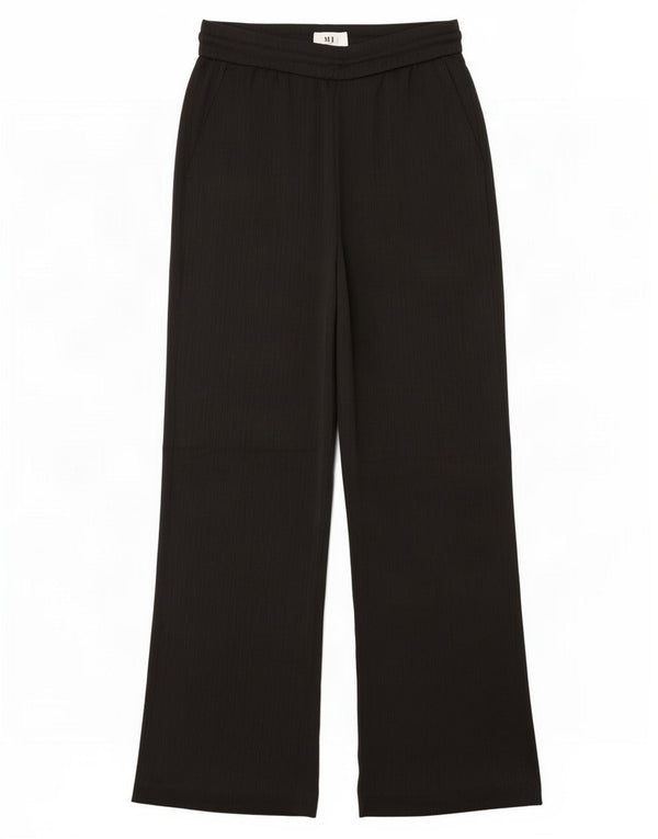 Zara Pantalon large taille haute pour femme UK 12 Medium W28 L31 Noir