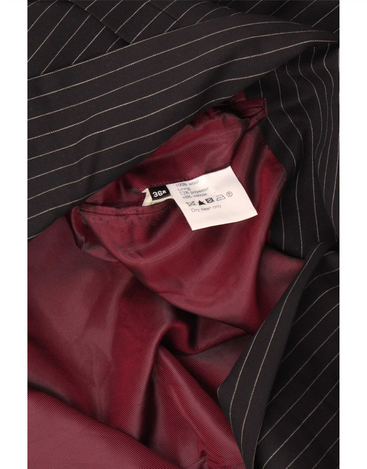 John Lewis Veste blazer à 2 boutons pour homme UK 36 Petite laine noire à fines rayures